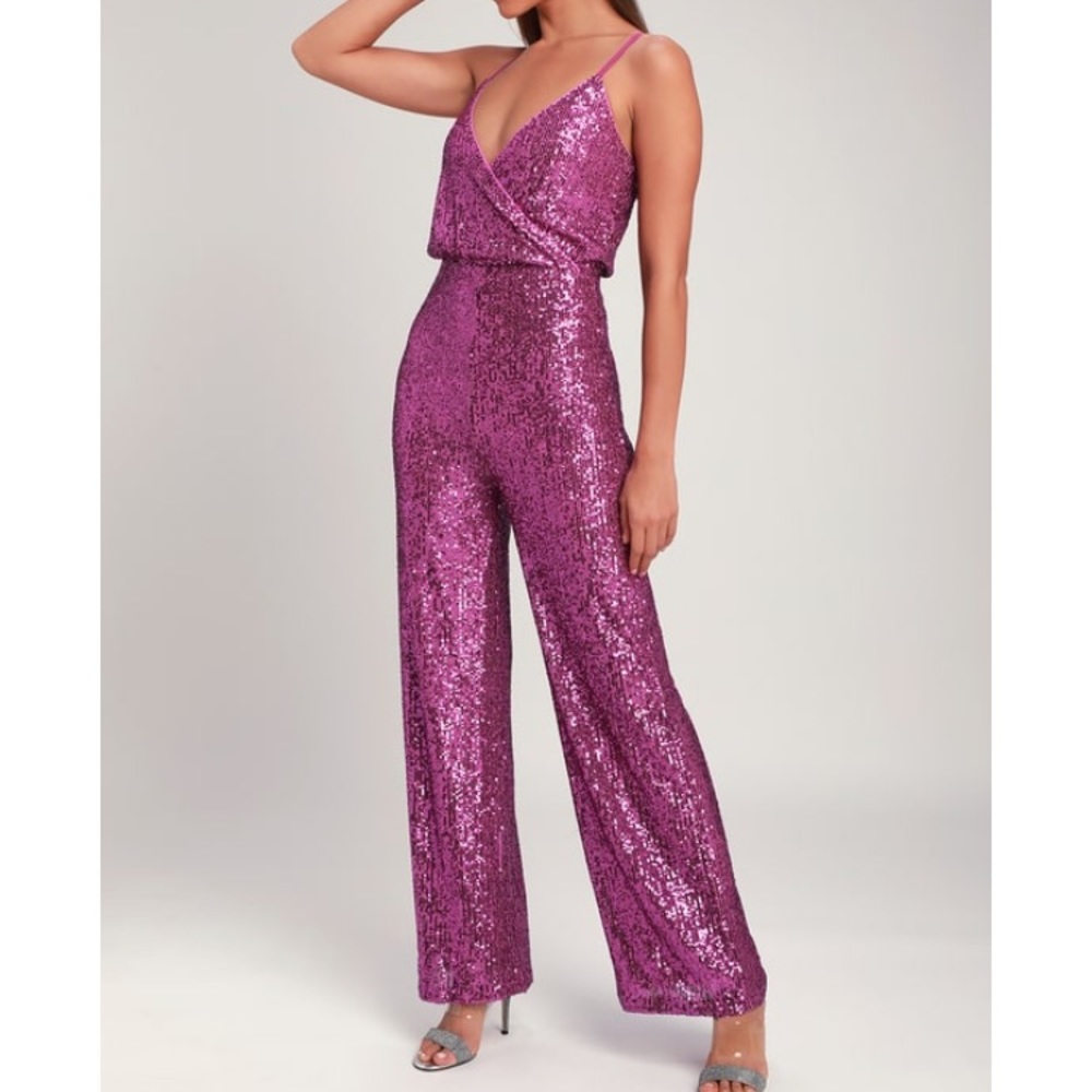 Lulus purple sequin jumpsuit